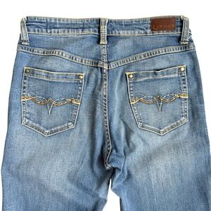 Lawman Y2K Western Bootcut Jeans Blue Rhinestone Embellished Women Size 7/8
